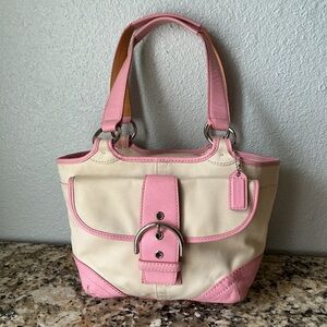 Coach Vintage Soho Pink and Ivory Twill Tote